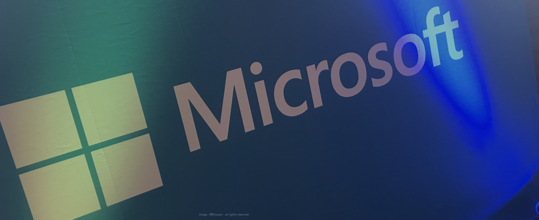 Microsoft branding and logo at a corporate event Mocean ran. Internal comms.