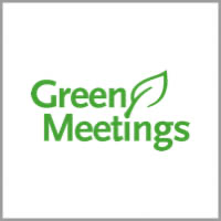 Green Meetings logo, one of Mocean's partners. Sustainable corporate events and comms.